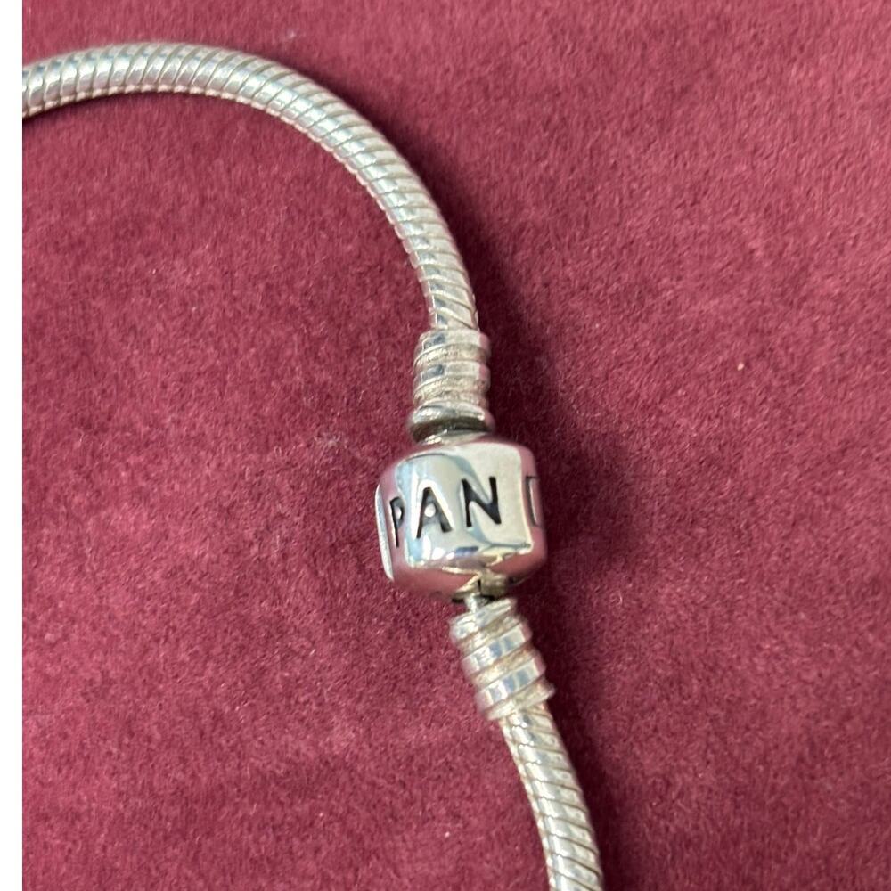 Pandora Sterling Silver Moments Snake Bracelet & Glass Bead Charm 7.25" #64317 - Picture 2 of 7